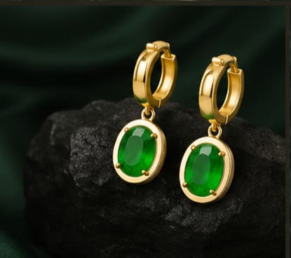 Luxury Green Crystal Pendant & Earrings Set
