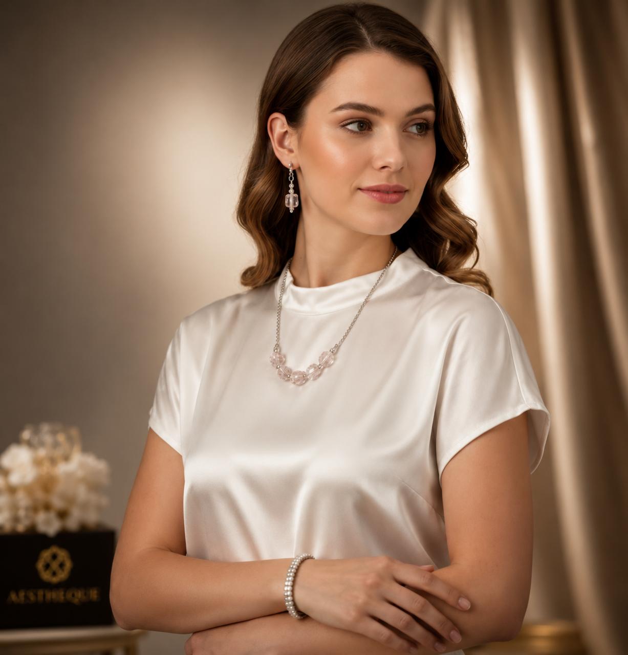 Aestheque Blush Crystal Silver-Plated Jewellery Set
